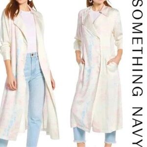 Something Navy Long tie dye Cream Coat